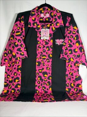 Authentic Trixie Mattel x Teddy Fresh Pink Leopard Print Bowling Shirt with tags